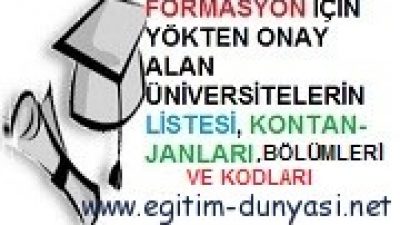 Üniversitelerin Formasyon Veren Bölümleri ve Kontenjanları 2013-2014