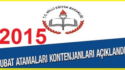 2015 Şubat  Öğretmen Atama Kontenjan listesi Açıklandı
