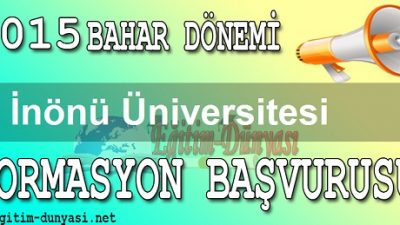 2015 İnönü Üniversitesi Formasyon Başvuru